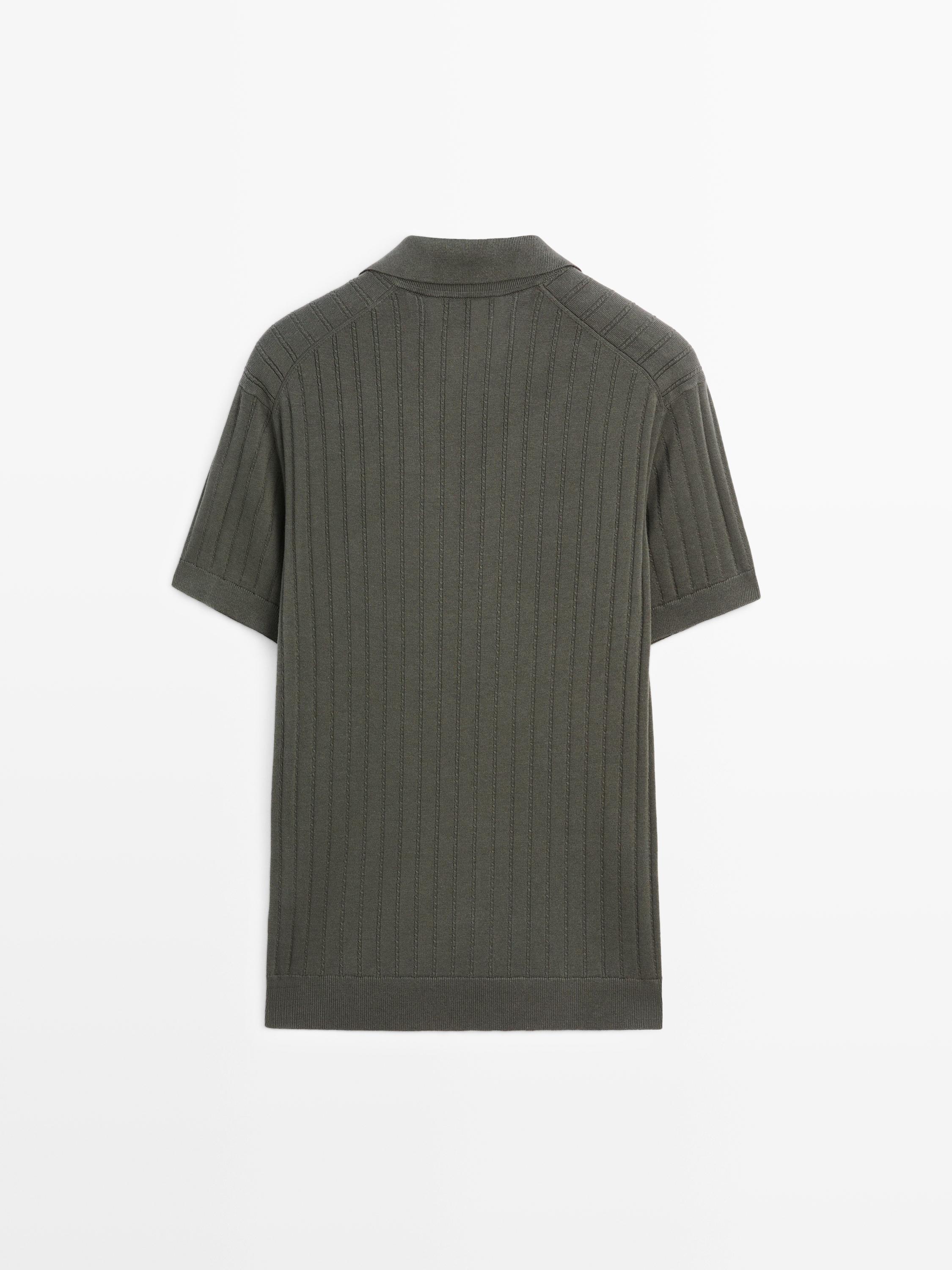 Cable-knit polo sweater
